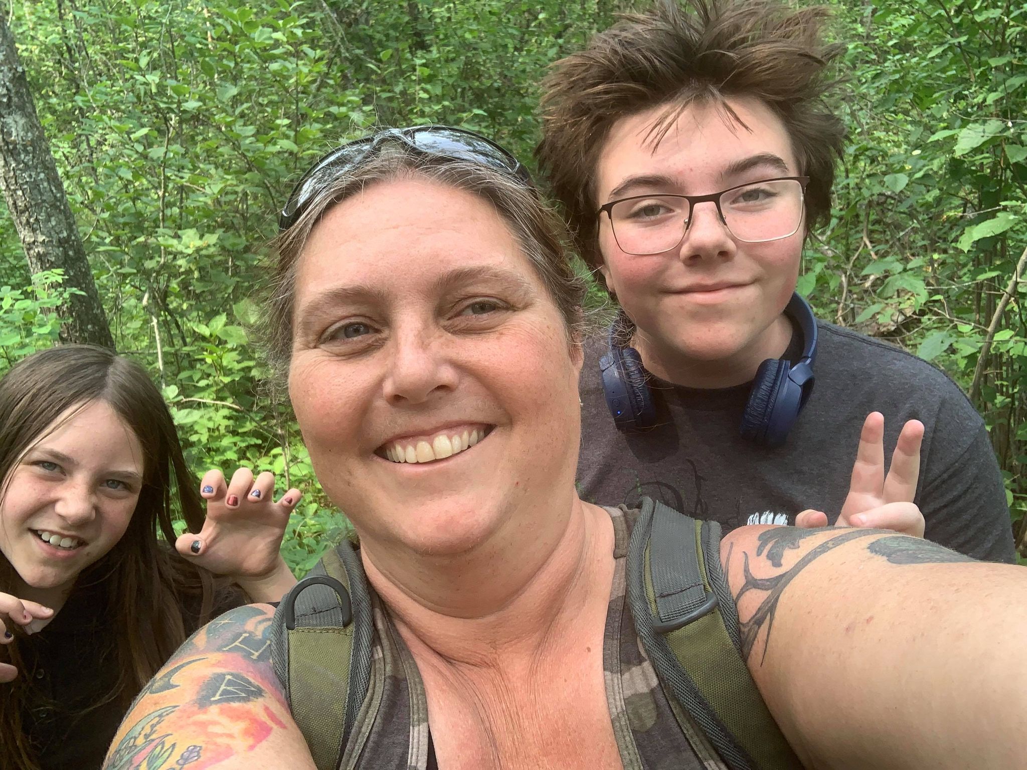 A photo of Candy and her two children